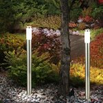 Lot de 2 lampes led sur pied �clairage de chemin de jardin patios �clairage ext�rieur en acier inoxydable ...