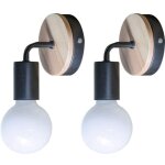 Lot de 2 lampe murale noire simplicity e27 led applique murale en fer et en bois pour salle des enfants ... Lot de 2 lampe murale noire simplicity e27 led applique murale en fer et en bois pour salle des enfants ...
