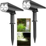 Lot de 2 lampe puissante , lampe solaire ext�rieur 800lm , spot solaire exterieur ip65 imperm�able , ...