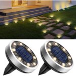 Lot de 2 lampe solaire au sol, 8 led jardin exterieur solaire etanche ip65 lumiere solaire, spot solaire ...