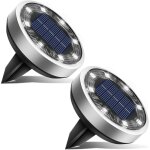 Lot de 2 lampe solaire au sol, 8 led jardin exterieur solaire etanche ip65 lumiere solaire, spot solaire ...