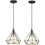 Lot de 2 lampe suspension industrielle cage diamant e27 20cm plafonnier lustre luminaire ajustable