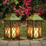 Lot de 2 lanternes solaires avec effet de bougie Éclairage solaire pour extérieur décoration de jardin ... Lot de 2 lanternes solaires avec effet de bougie Éclairage solaire pour extérieur décoration de jardin ...