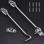 Lot de 2 loquets � ?il de 8 pouces - loquet � crochet robuste pour armoire, placard, fen�tre, porte de ...