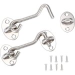 Lot de 2 loquets � crochet et ?illet en acier inoxydable, serrure � crochet de portail, serrure � crochet ...