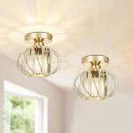 Lot de 2 luminaires de plafond � cristaux, lustre plafonnier cage et cristal e27 led pour cuisine couloir ...