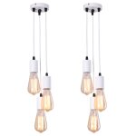 Lot de 2 lustres industriels, suspensions m�talliques � 3 t�tes, plafonniers vintage, suspensions r�glables ...