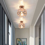 Axhup - lot de 2 lustre de plafond cristal en m�tal plafonnier eclairage luminaire abat - jour 20cm or ...