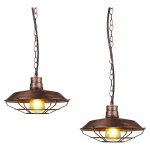 26cm lustre suspension design vintage industrielle rtro fer abat - jour e27 40w rouille 2pcs