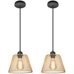 Lot de 2 lustre suspensions en forme de cage 20cm dor� , suspension luminaire industrielle vintage plafonnier ...