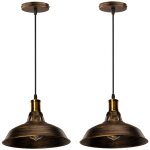 Lot de 2 lustre suspension industrielle vintage e27 led lampe plafonniers retro abat - jour pour cuisine ...