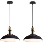 Lot de 2 lustre suspension industrielle vintage e27 led lampe plafonniers retro abat - jour pour cuisine ...