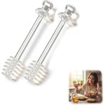 Lot de 2 mini cuill�re � miel transparente de 15 cm, cuill�re � miel, b�ton m�langeur de sirop pour cuisine, ...