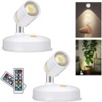 Lot de 2 mini spots sans fil � piles pour tableau d'int�rieur � intensit� variable avec t�l�commande ...