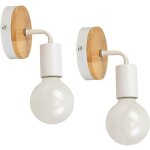 Lot de 2 modern lampe murale en fer forg� bois, vintage lampe de sol e27 40w applique murale lampe de ...
