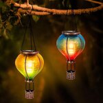 Lot de 2 montgolfi�res solaires, d�coration de jardin avec effet flamme d�coratif, montgolfi�re led solaire, ...