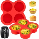 Lot de 2 moules � ?ufs pour friteuse � air, mini - moules � muffins ronds de 4 tasses, moules de cuisson ...