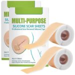 Lot de 2 pansements en silicone pour cicatrices de c�sarienne, br�lures, acn�. rouleau de ruban adh�sif ...