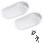 Lot de 2 plafonnier led avec d�tecteur de mouvement 12w, 1080lm ip65 �tanche 4000k, lampe de cave ovale ...