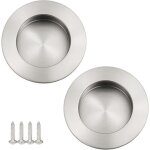 Lot de 2 poign�es encastrable porte coulissante ronde poignet porte encastr�e inox argent bross� satin� ...