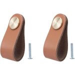 Lot de 2 poign�e meuble cuir, bouton de portes placard poignee cuir bouton de tiroir, poignee de meuble ...