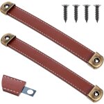 Lot de 2 poign�es de meuble en cuir, poign�es de tiroir en cuir vintage pour meubles, bouton en cuir, ...