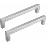 Lot de 2 poignee de meuble cuisine entraxe 128mm poign�es meuble cuisine inox poign�e cuisine argent� ...