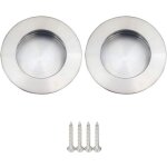 Lot de 2 poign�es rondes encastrables pour porte coulissante, en acier inoxydable bross� satin�, argent� ...