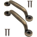 Lot de 2 poign�es de tiroir antiques en bronze antique pour portes d'armoires, commodes, buffets, coffres ...