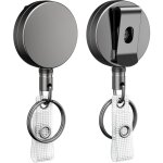 Lot de 2 porte - cl�s r�tractables ultra - r�sistants, bo�tier m�tallique, ressort inox, cordon nylon ...