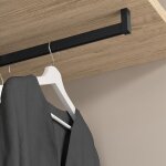 Lot de 2 rails de penderie luxe de 0, 75 m de long avec supports, aluminium et plastique, peint en noir ...
