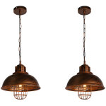 Lot de 2 r�tro vintage lustre suspension industrielle e27 33cm plafonnier abat - jour en m�tal luminaire ...