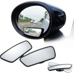 Lot de 2 r�troviseurs d'angle mort convexes avec cadre en verre hd � coller avec rotation � 360 � - r�troviseu ...