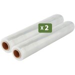 Lot 2 rouleaux film �tirable - 300 m - transparent - film d�m�nagement film emballage film palette film ...