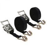 Linxor - lot de 2 sangles d'arrimage avec tendeur  cliquet et 2 crochets - 35 mm x 7 m - noir