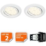 Lot de 2 spot led orientable blanc avec ampoule gu10 230v eq. 50w, blanc chaud
