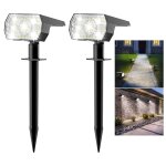 Lot de 2 spot solaire exterieur outdoor, 56 leds 3 modes lampe solaire exterieur jardin, fonction 2 en ...
