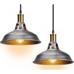 Lot de 2 suspension luminaire industrielle vintage en m�tal, lustre abat - jour �clairage int�rieur 27cm ...