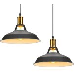 Lot de 2 suspension luminaire industrielle vintage en m�tal, lustre abat - jour �clairage int�rieur 27cm ...