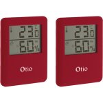 Lot de 2 thermom�tres hygrom�tres magn�tiques lcd - bordeaux - otio