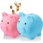 Lot de 2 tirelires en plastique forme de cochon, incassables, pour enfants et adultes