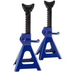 Lot de 2 tr�teaux chandelles � cr�maill�re, crics levage en acier