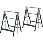Homcom - lot de 2 trteaux pliables tlescopiques hauteur rglable 80 - 130 cm noir