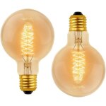 Lot de 2 vintage g80 e27, 40w blanc chaud 2700k, ac 220v, ampoules de d�coration � incandescence r�tro ...