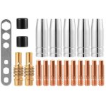 Lot de 20 embouts de contact pour buse de soudage mig / mag 15ak m6 0, 8 x 25 mm (10 x contact, 5 x buse, ...