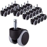 Lot de 20 roulettes, tige longue 10mm, caoutchouc polyur�thane, diam�tre 50mm, pivotantes 360 degr�s, ...