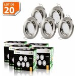 Lot de 20 spot led encastrable orientable alu bross avec ampoule gu10 230v eq. 50w, blanc chaud