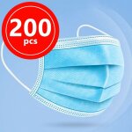 Lot de 200 masque chirurgical jetable protection respiratoire 3 plis pour le visage hypoallergnique ...