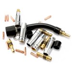 Lot de 24 consommables pour poste � soudure mig ? �lectrodes, embouts et coudes pour chalumeau 15ak