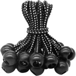 Lot de 25 tendeurs en caoutchouc avec boule (noir et blanc 150 mm) pour tentes, b�ches, affiches, tendeurs ...